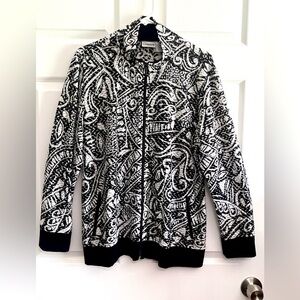 Chico's Monochrome Artistic Zip-Up Jacket